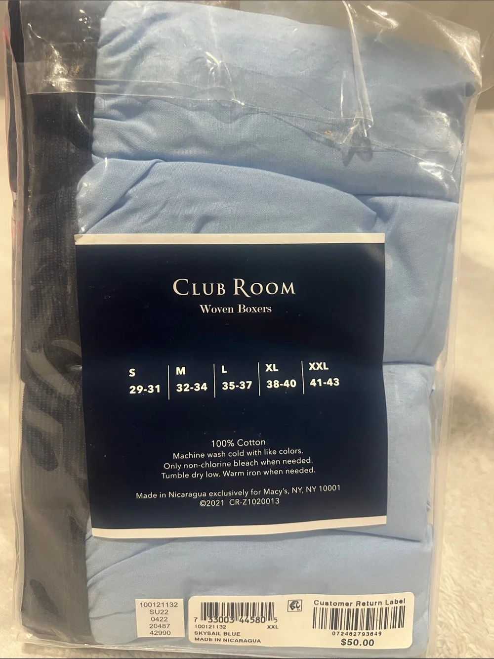 Club Room Men’s Light Blue & Black Boxer Briefs - 3 Pack (XXL)